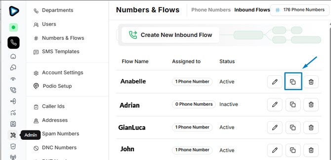 duplicate a call flow