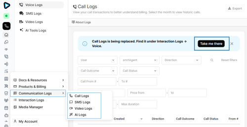 V2 logs redirect