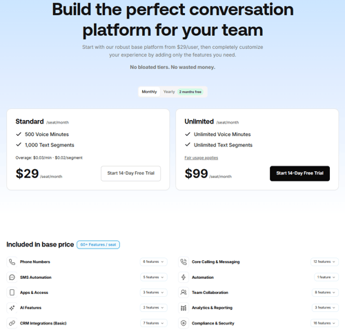 Pricing website