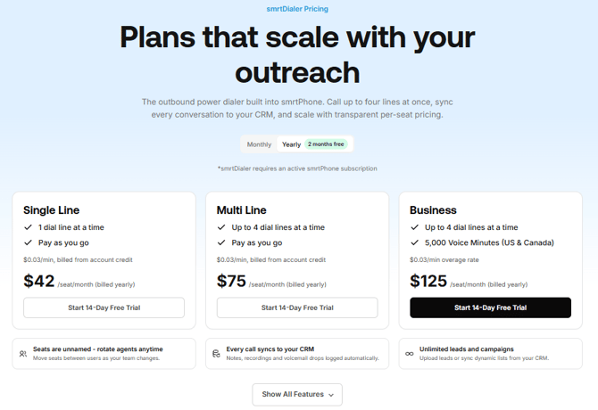 smrtdialer pricing new 2026